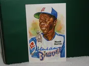 Hank Aaron autographed Perez Steele Postcard