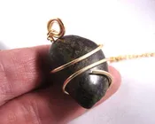 African Hand Forged Dragonstone Pendant in Merlin's Gold Bronze 13