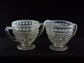 Anchor Hocking Moonstone Opalescent Hobnail Sugar &amp;amp; Creamer