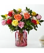 FTD BLUSH VASE OF COLORED ROSES