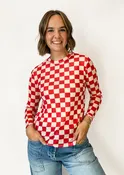 Avery Checkered Layering Top - Red