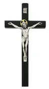 10" Black Crucifix With Silver Corpus