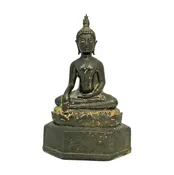 16th Century Chiensaen with Original Gilt on the Bronze Seated Buddha
