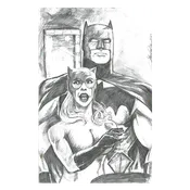 Authentic 11 x 17 Batman and Catwoman Pencil Sketch Art — On the Square Comics & Studio