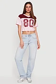 Almost Famous V-Neck Football Cropped T-Shirt