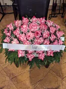 Elegant Pink Rose Funeral Arrangement - Sympathy Floral Tribute — A1 Flowers