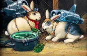 Aviator Bunnies Poster