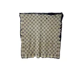 Jacquard Woven Coverlet, Double Sided, Cream and Navy — White Barn Antiques