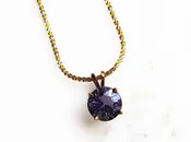 11.9mm Amethyst Pendant on 14K Two Tone Gold Italy Necklace Chain ETC411