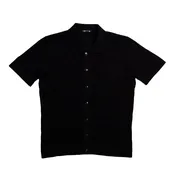 8X Monogram Short Sleeve Button Up Knit Polo Shirt - Black
