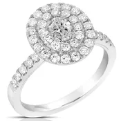 1/3 CT CENTER OVAL D-HALO 1 CTW DIAMOND ENGAGEMENT RING
