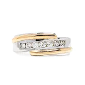 13K Two Tone Gold & Diamond Men’s Wedding Band - Size 10.75