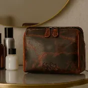 Aaron Reserve Vintage Leather Toiletry Bag for Men