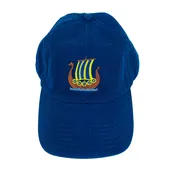Blue/Yellow Viking ship on royal blue baseball cap