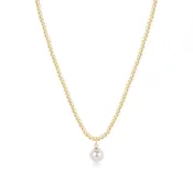 15" Choker Beaded - Classic Gold 3mm - Classic Pearl 10mm Charm