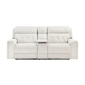 Celeste Power Double Reclining Love Seat With Center Console, Power Headrests, Hidden Arms Cup Holders, Charging Ports And Wireless Charger