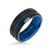 Brush Finish Step Edge Contemporary Tungsten Wedding Band