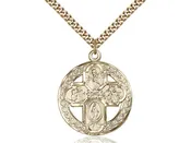 14kt Gold Filled 4-Way Pendant on a 24 inch Gold Plate Heavy Curb Chain
