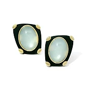 Black Jade and Moonstone Earrings