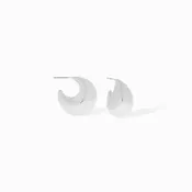 Chunky Tapered Post Hoop Earring - Silver