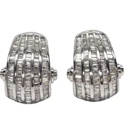 PAIR OF DIAMOND EARRINGS: WHITE GOLD W/ 4cts BAGUETTES