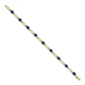 14k Gold Diamond and Oval Sapphire Paperclip Link Bracelet, 7.25 inches