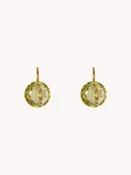 22K Yellow Gold, Lemon Quartz & Yellow Sapphire Round Gem Earrings