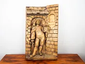 Antique 1920s Black Forest Wood Carving 3 D Art Sculpture German Art Soldier