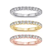 0.55 CT Pave Set Diamond Anniversary Wedding Ring in 14k White/Yellow/Rose Gold