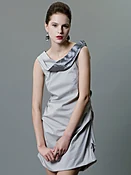 Drape Collar Open Back Sleeveless Fitted Dress