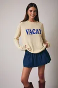 butter yellow + blue vacay sweater