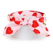 Cat Collar & Bunny Ear Bow Set - "Lovestruck" - Valentine's Day Heart Cat Collar w/ Matching Bunny Bow Tie / Tie-On Scarf / Cat, Kitten + Small Dog Sizes