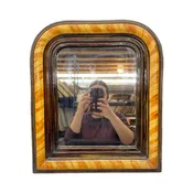 Antique French Louis Philippe Faux Bois Painted Wood Mirror