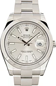 Pre-Owned Rolex Datejust II Stainless Steel Ref 116300 Silver Dial