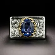 Art Deco 1.90 Carat No-Heat Sapphire and Diamond Ring, Size 4 3/4