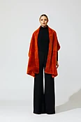 DYED BOMBAY BROWN SHEARED MINK SHAWL