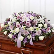 Lavender & White Mixed Half Casket Cover