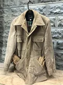 JC Penneys Mens Large Lined Jacket Coat, Vintage Tan Velour Snap Front Sz L Coat