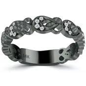 0.24ctw Natural Diamond Wedding Band Ring Anniversary Ring 14k Black Gold