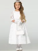 156 Girls White First Communion Dress - Lace