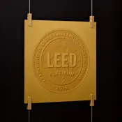 Cable Suspension Gold Anodized LEED Plaque and Hardware System
