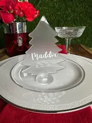 Name Place Card Christmas Tree Personalized | Custom Guest Card | Holiday Place Setting in Green Mirror | Engraved | Printed Acrylic