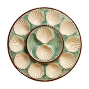 19th Century Antique French Oyster Platter St. Clément Faïence Basketweave & Rope Design