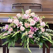 All pink casket spray