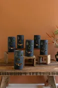 Tall Terracotta Jack o Lanterns Charcoal