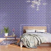 Abstract blue tropical mosaic art pattern Wallpaper
