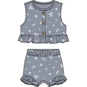 2PC SET: SLEEVELESS TOP + SHORTS KNIT-BLUE DUSTY