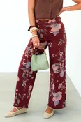 On A Mission Burgundy Floral Wide Leg Pant