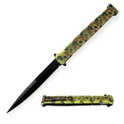 11 Inch Large Military Spring Assisted Folding Pocket Knife Green Camo
