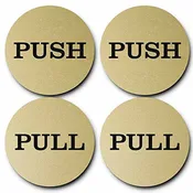 2" Round Push Pull Door Signs (Brushed Gold) - 2 sets (4pcs)